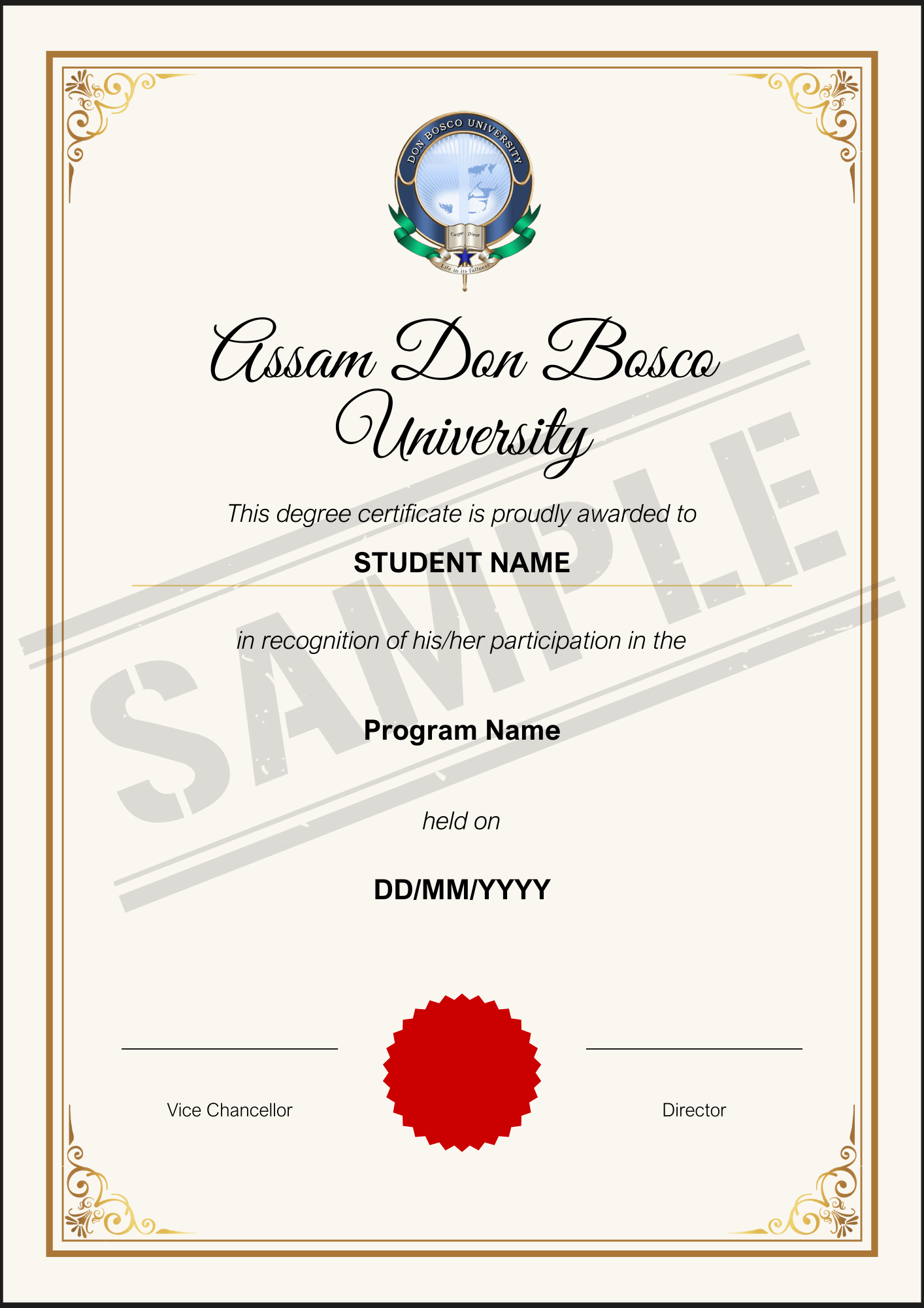 ADBU Sample Certificate